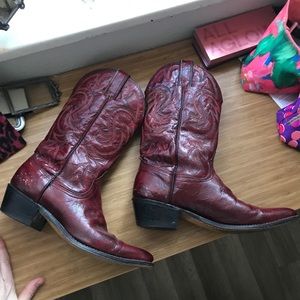 Red Wrangler cowboy boots